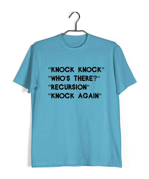 Mathematics Coding Knock Knock - Who's There? - Recursion - Can you knock again? Nerd Wordplay Casual Graphic Printed T-Shirt for Men